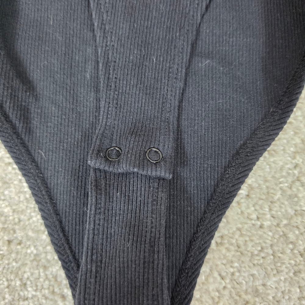 L'AGENCE Womens Black Ribbed Knit Scoop Neck Sleeveless Bodysuit Size M - Picture 4 of 6